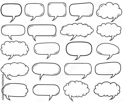 Collection of 25 blank speech bubbles for comic and comic book illustrations