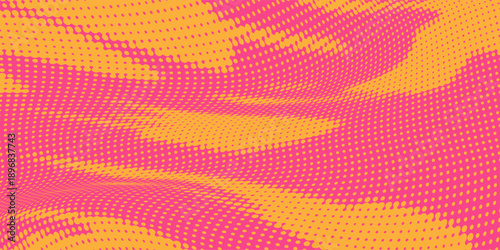 Pink orange polka dots gradient halftone background. vector illustration.