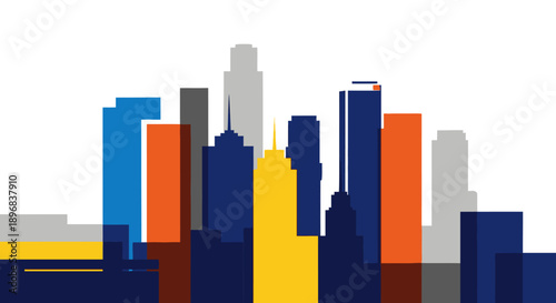 Colorful Skyscrapers Cityscape Modern Architecture Buildings.