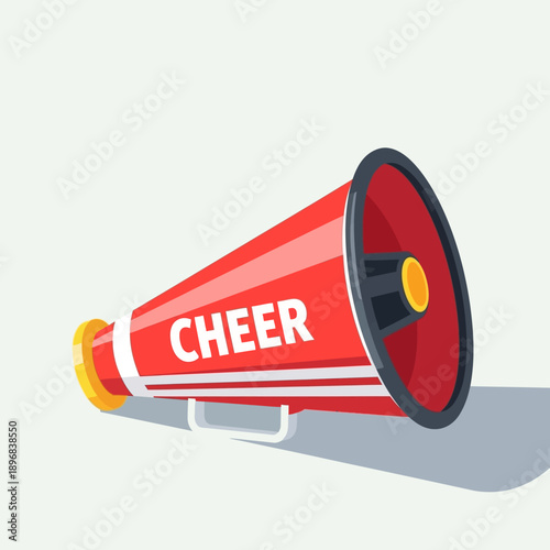 Red Megaphone with Cheer Text Illustration.