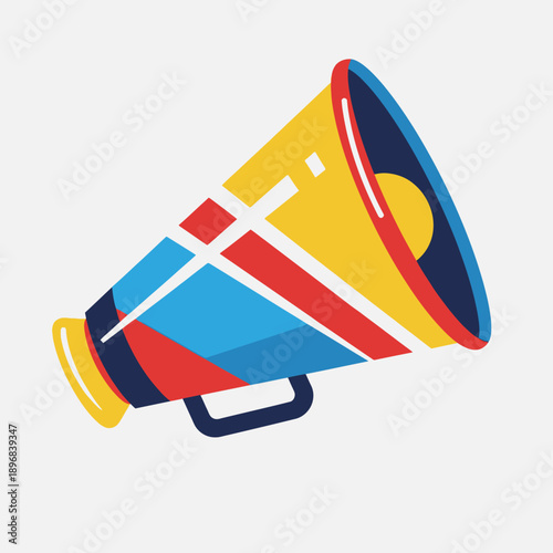 Colorful Megaphone Illustration with Geometric Shapes.