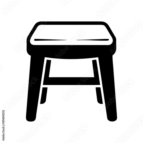 Illustration of a simple wooden stool icon on transparent background silhouette