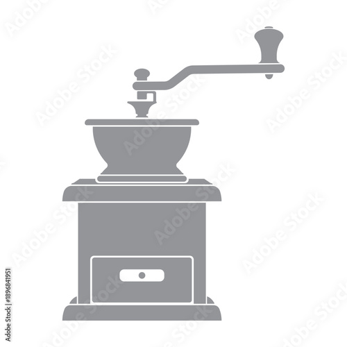 a classic hand-crank coffee mill, also known as a manual coffee grinder