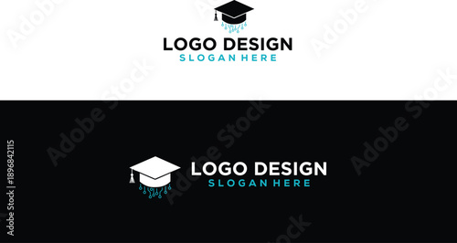 Graduation cap logo design symbolizing education and achievement perfect for academic institutions and online learning platforms