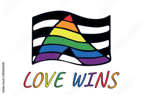 Colorful Straight ally pride flag Happy pride day LGBTQ community Pride Month Vector hand drawn doodle for posters, stickers, logo, cards