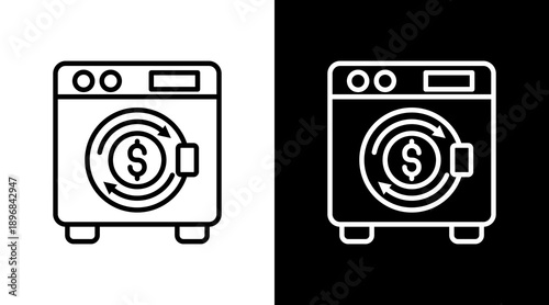 Money Laundering White Icon Set Vector 