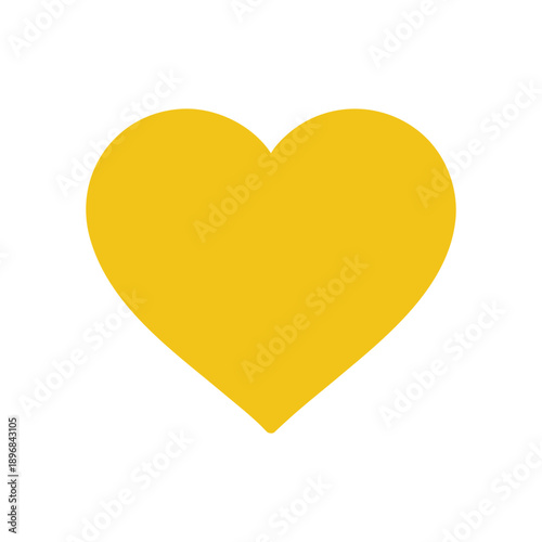 Simple yellow love heart icon isolated on white background