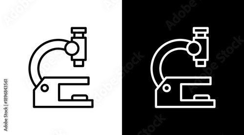 Microscope White Icon Set Vector 