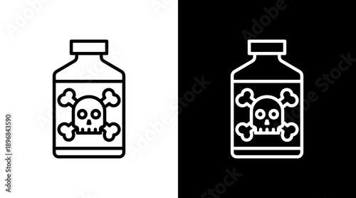 Poison White Icon Set Vector 
