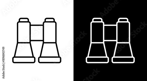 Binocular White Icon Set Vector 