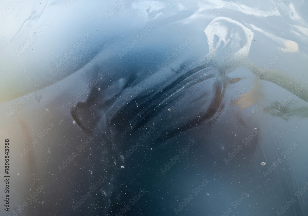 Fototapeta premium Abstract closeup of dark blue and white swirling liquid or ice texture
