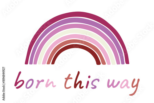 Colorful rainbow shape Lesbian pride flag Happy pride day LGBTQIA community Pride Month Vector hand drawn doodle for posters, stickers, logo, cards