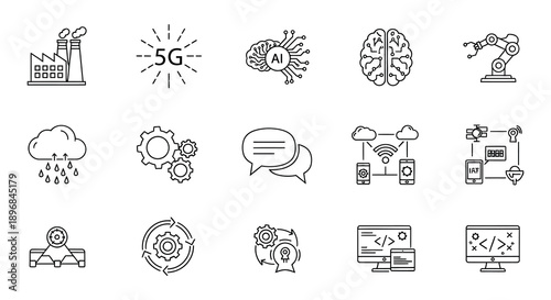 Technology icons representing artificial intelligence 5g robotics and data
