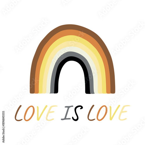 Colorful rainbow shape Bear brotherhood pride flag Happy pride day LGBTQIA community Pride Month Vector hand drawn doodle for posters, stickers, logo, cards