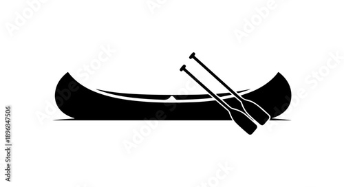 Minimalist Black and White Canoe Silhouette Vector Illustration