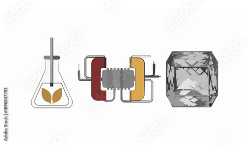 Physics electricity devices vector illustration with electroscope electromagnet and Faraday cage isolated on white