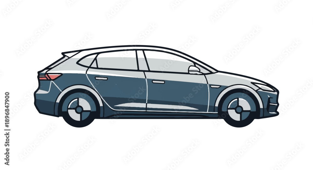 Naklejka premium Side view illustration of a sleek modern sedan car for automotive industry and transportation design