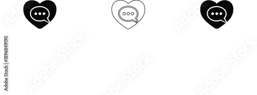 ICONS Heart with speech bubble icon set representing love and communication perfect for social media and dating apps isolated on white