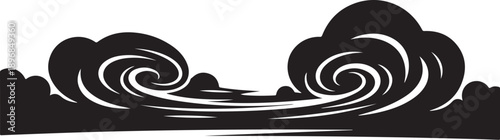 Dramatic Black Cloud Formation with Swirling Stormy Weather Pattern