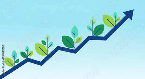 Growing Green Investments and Financial Growth Illustrated with a Chart