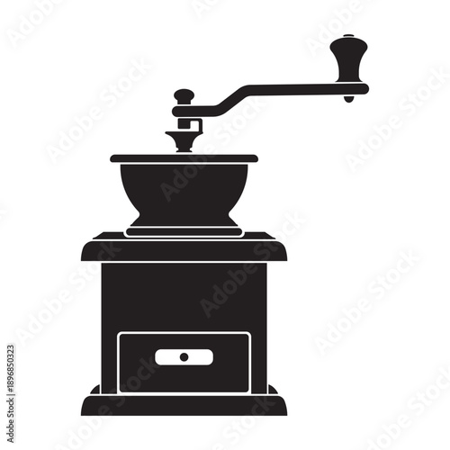 a classic hand-crank coffee mill, also known as a manual coffee grinder