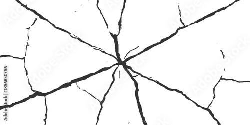 An old stone wall features a cracked texture and a hole in the ground where a tree branch and plant pattern emerge near a black wire