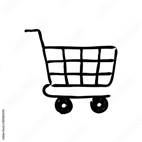 Hand Drawn Shopping Cart Icon Sketch Illustration of E-commerce Retail Trolley Symbol
