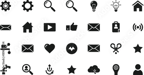 Black and white for business communication and technology symbols