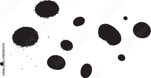 Black ink splatters on white background abstract art design