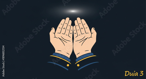 Hands praying for divine blessing and guidance.