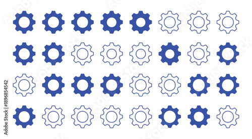 Gear icon vector set, black cogwheel vector collection, mechanical gear shapes, engineering symbols, industrial machinery, sprocket designs, abstract gearwheel graphics