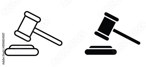 Judge Gavel and Sound Block Icons – Legal Law and Justice Symbol Set