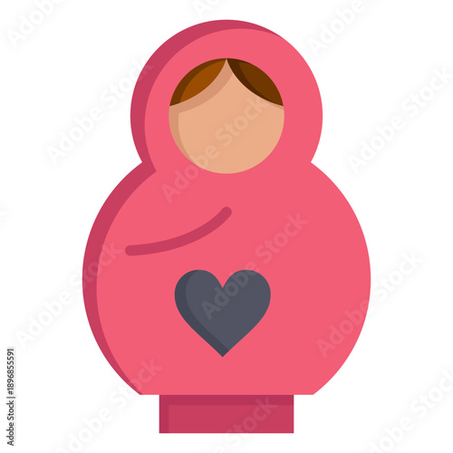 Matryoshka Doll of Love: A delightful matryoshka doll, painted in soft pink, tenderly embodies the spirit of love, with a heart placed gently on its form.