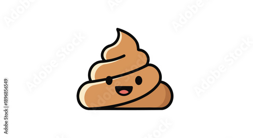 Cute cartoon poop emoji with a happy face.