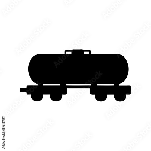 Silhouette of a Railroad Tank Car Transporting Liquids or Gases in Black