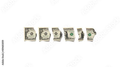 US dollar bills growing from soil financial growth investment success concept isolated white background