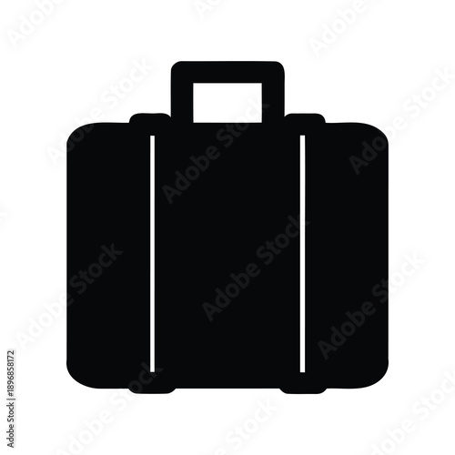 Stylized Black Silhouette of a Suitcase with a Handle and Wheels