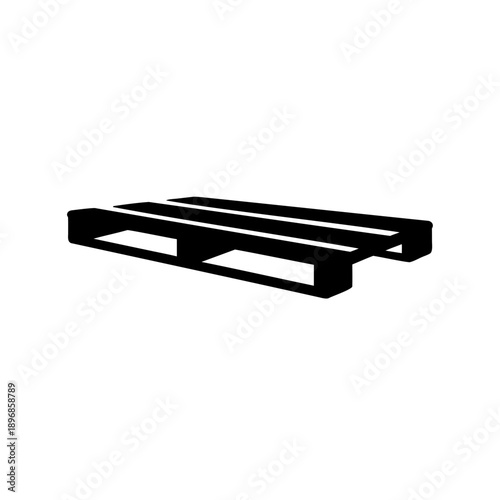 Isolated Black Silhouette of a Standard Wooden Pallet Used for Shipping