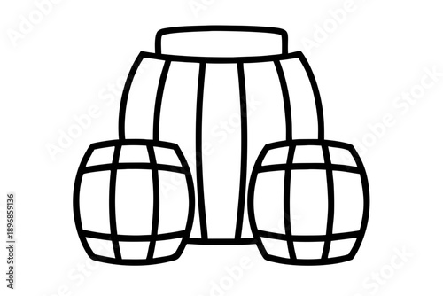 Barrel icon vector set, Wine barrel  line art vector, Wine barrel outline art.