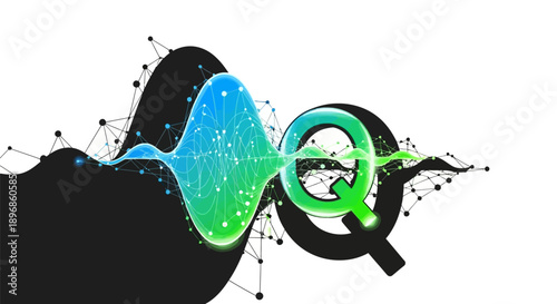 Magnifying Glass with Green Gradient Effect.