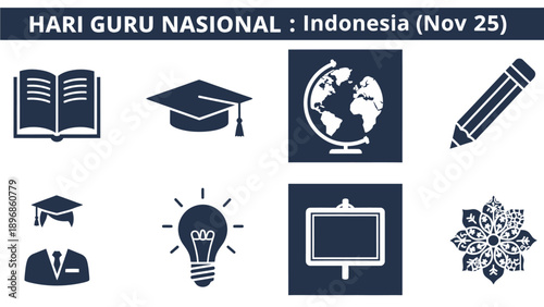 Graphic commemorating Hari Guru Nasional National Teacher Day in Indonesia on November 25th