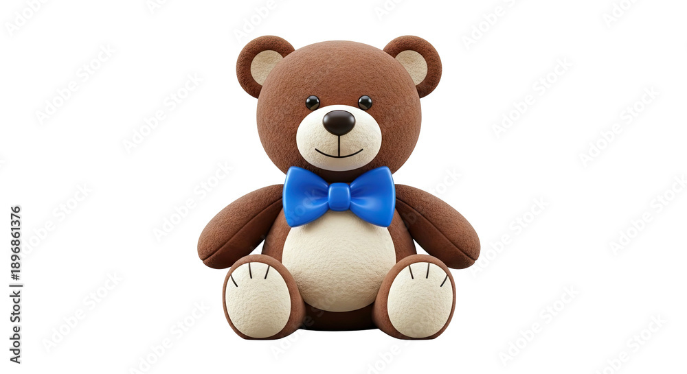 Obraz premium Brown Teddy Bear with Blue Bow Tie