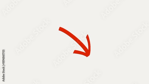 A vibrant, hand-drawn red arrow points diagonally downward against a clean white background