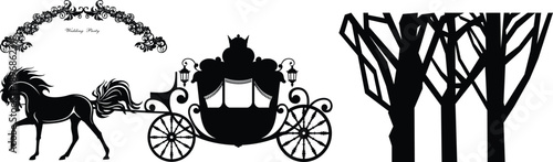 Silhouette of a rearing horse head and front legs in black