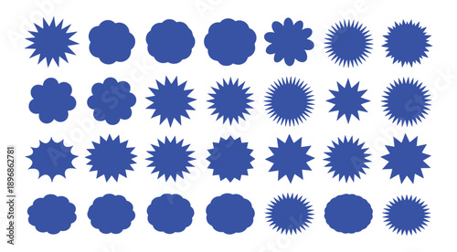 Comic explosion speech bubble vector shapes, speech bubble silhouettes, starburst designs in black. Ideal for graphic design, comic book art, pop art, and digital illustrations