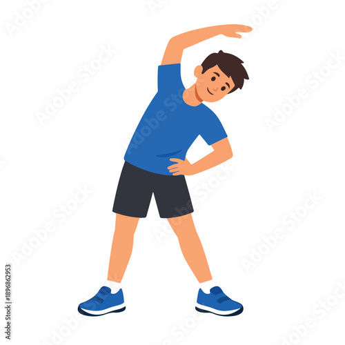 Stretching Warm Up Gym Exercise Full Body Flat Vector
