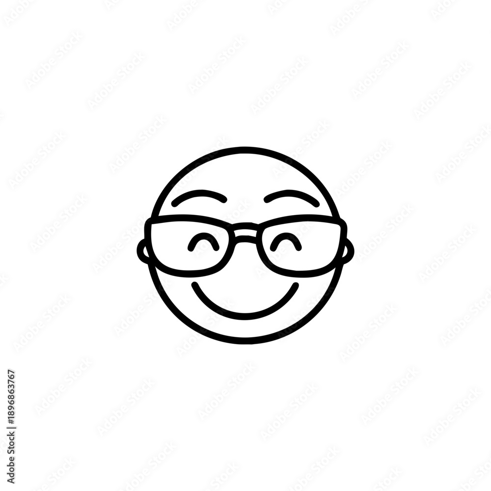 Obraz premium April Fools Pictogram Smiling Emoji Wearing Disguise Glasses Vector illustration