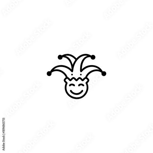Smiling Joker Face Outline Symbol for April Fools Day Fun Theme Vector illustration