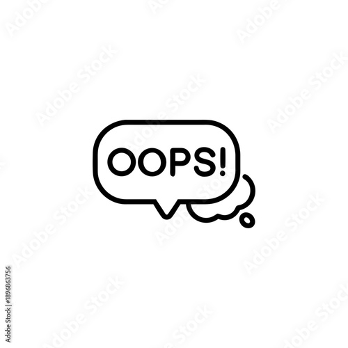 April Fools Outline Icon Speech Bubble Saying Oops in Comic Style Vector illustration
