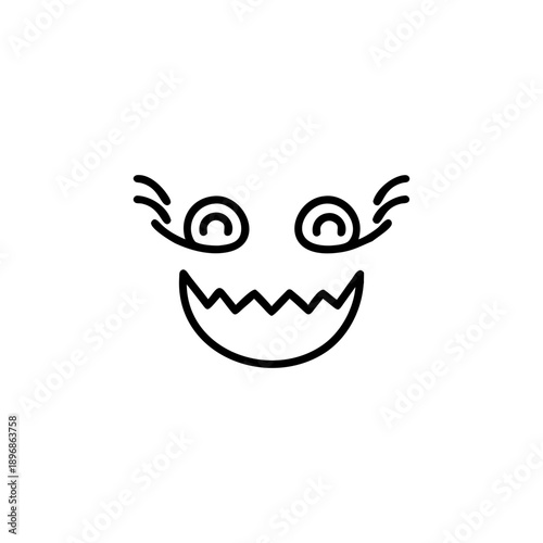 Playful Zigzag Smile Outline Emblem for Humor and Trickster Theme Vector illustration